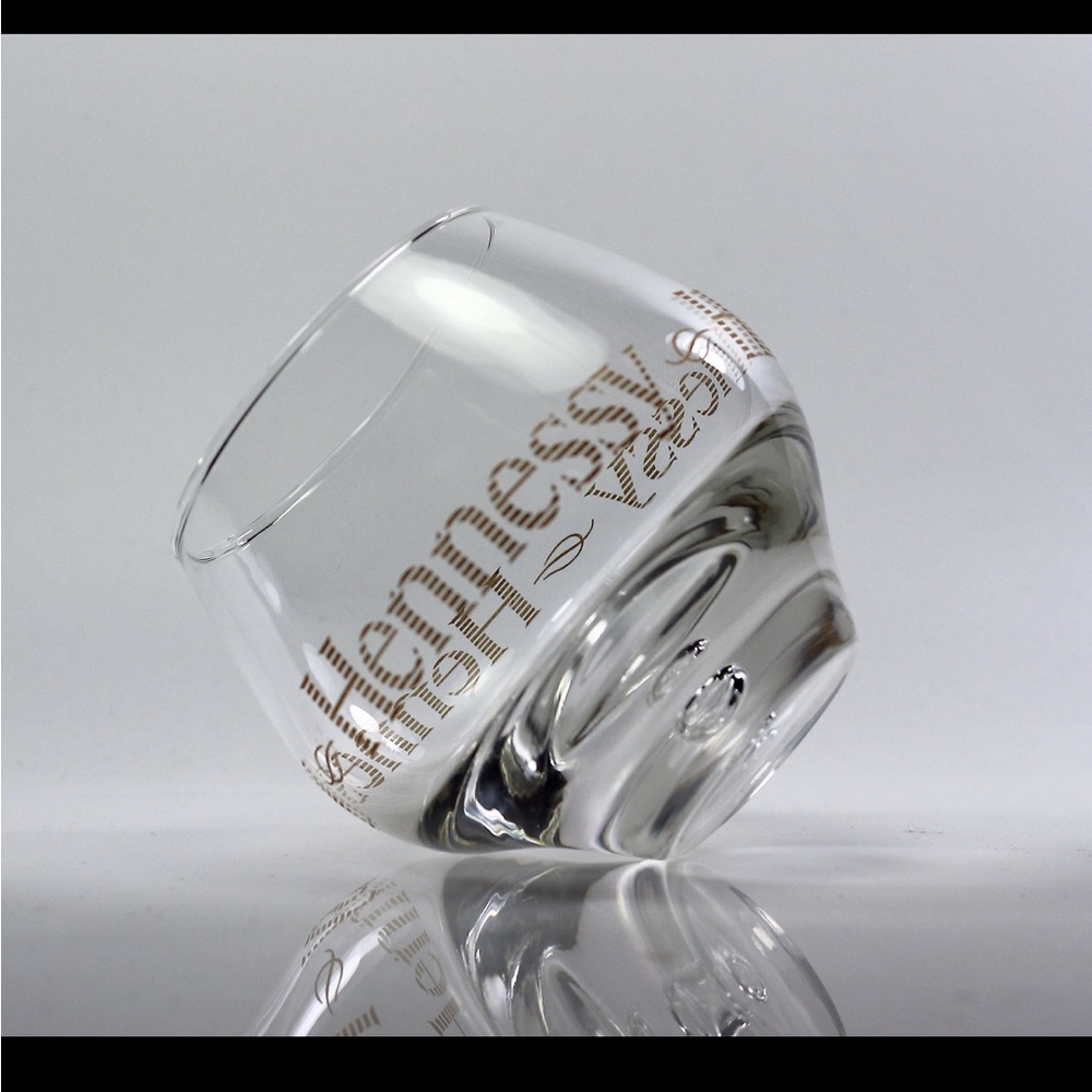 Hennessy Cognac Snifter Glass Bubble Weighted Gold Lettering